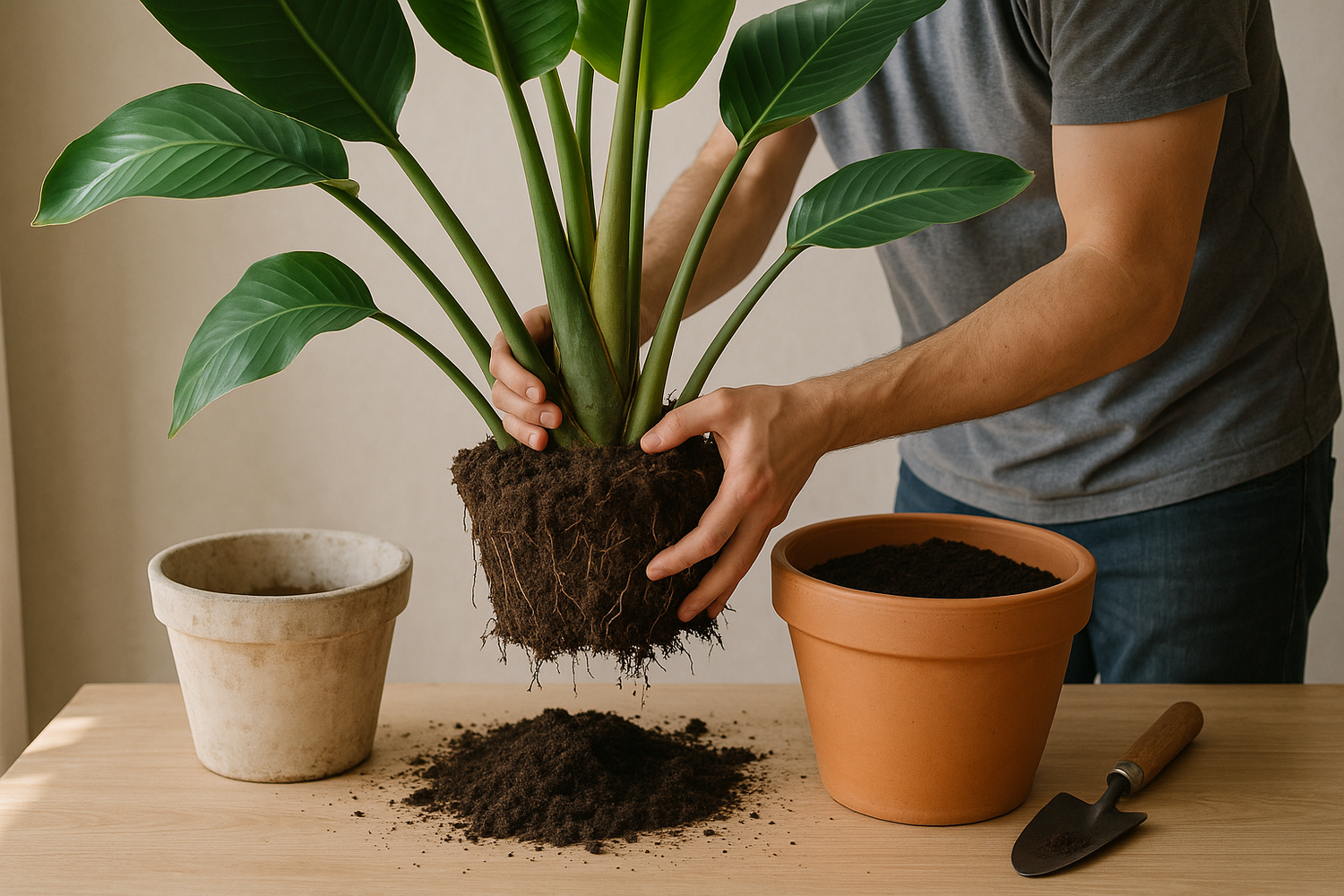 Kentia Palm verpotten stap voor stap met tips en juiste potgrond in tuincentrum