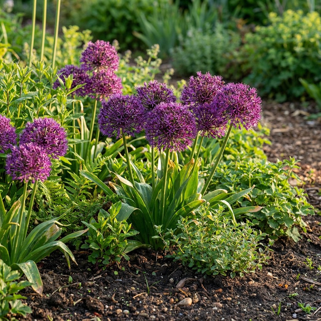 Allium Bulbs Miami in flower in the garden