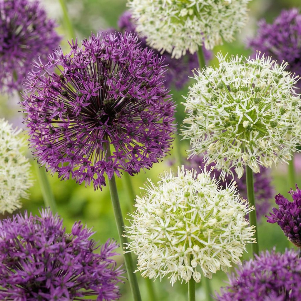 Allium Bulbs Purple-White Mix in flower