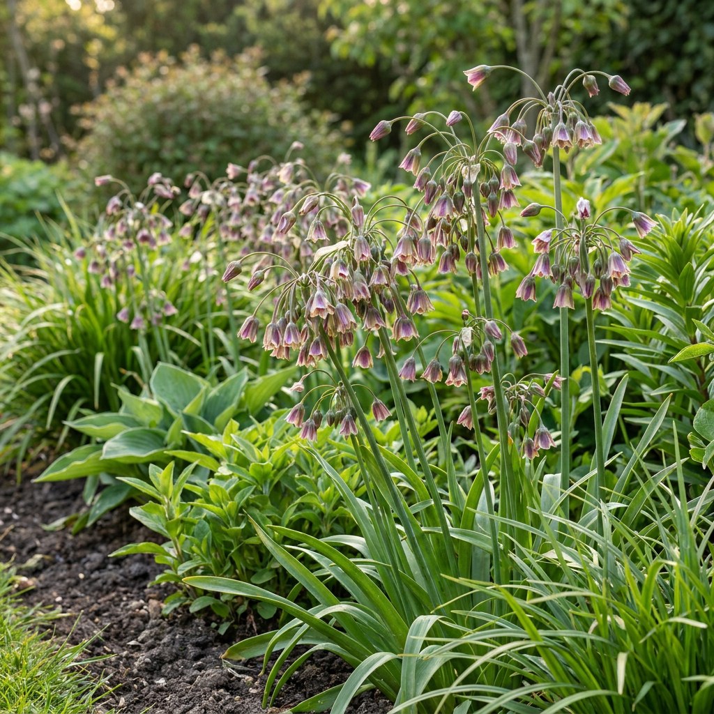 Allium Bulbs Siculum in flower in the garden