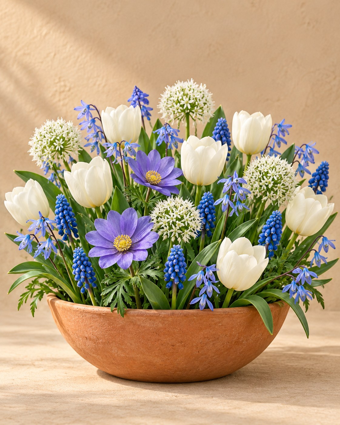 Bloem Blauwe tuin mix in bloei in een vaas