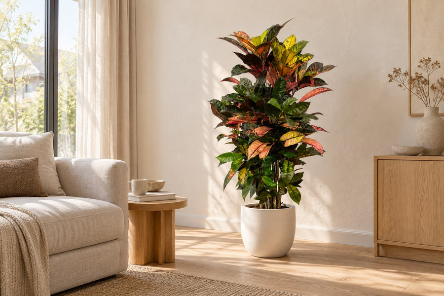 Croton (Codiaeum variegatum 'Iceton') vertakt 100 cm hoog, pot ø24 cm