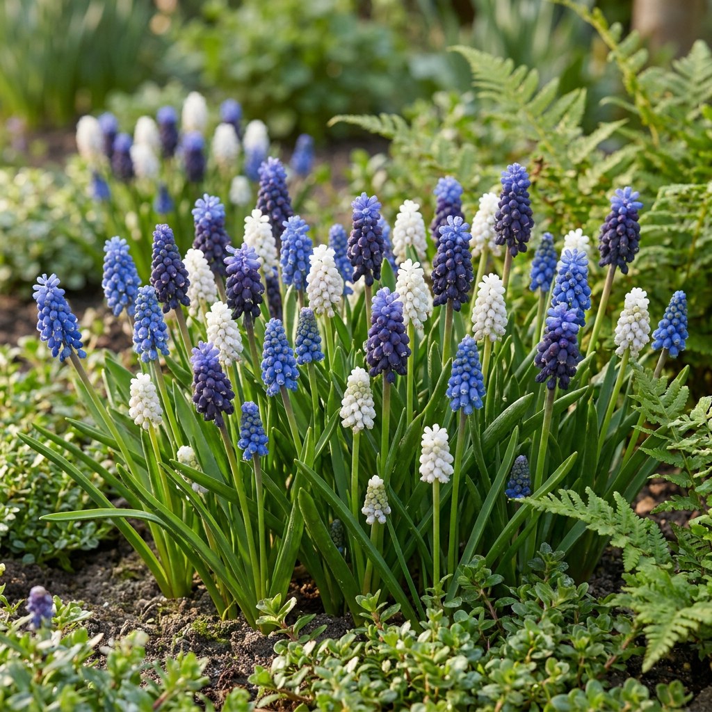 Grape hyacinth bulbs Magic mix in flower in the garden