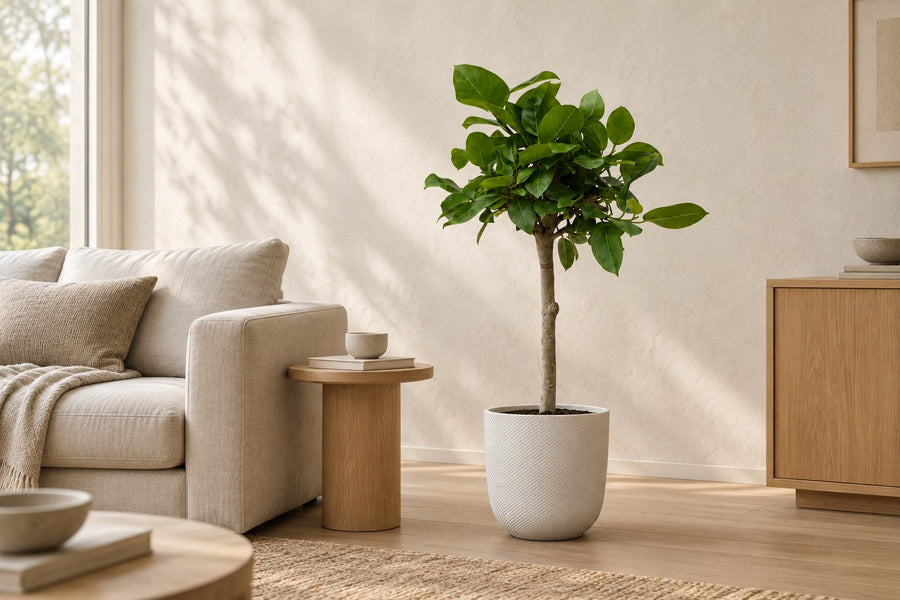 Ficus Altissimo variegata 100 cm hoog, pot ø21 cm
