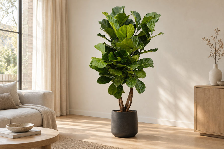 Ficus lyrata (fiddle leaf fig) branched 170 cm tall, pot ø34 cm