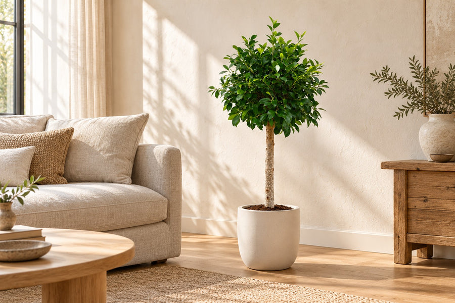 Ficus microcarpa 'Nitida' ad alberello 130 cm di altezza, vaso ø30 cm