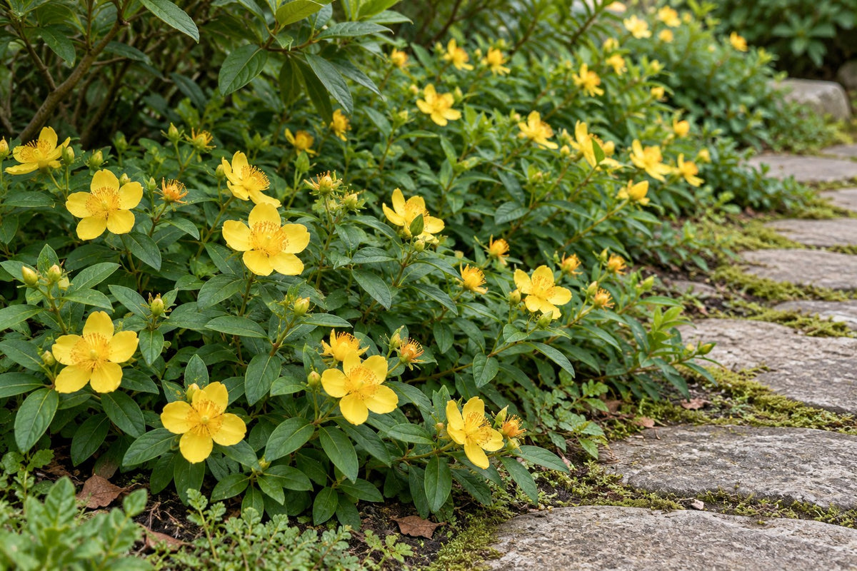 Storblomstret perikon plantet i haven