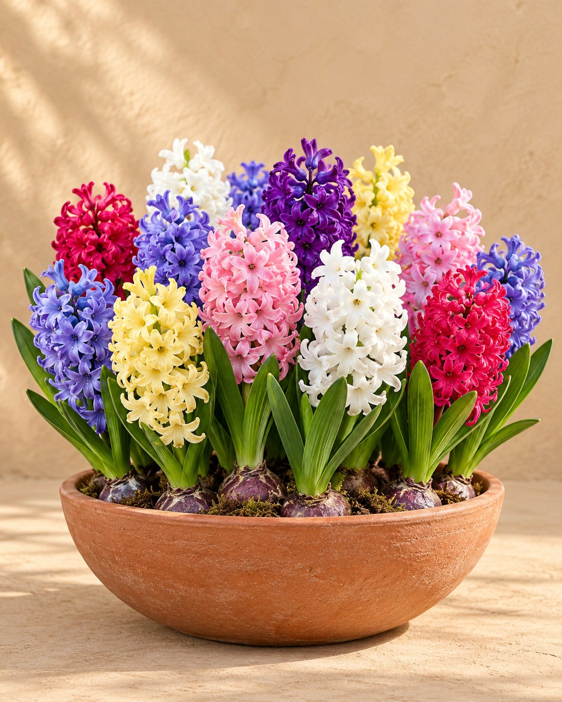 Hyacint mix in bloei in een vaas