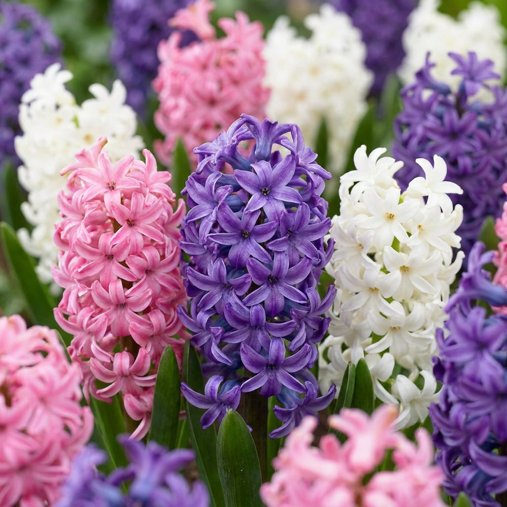 Bulbos de jacinto mezcla pastel en flor