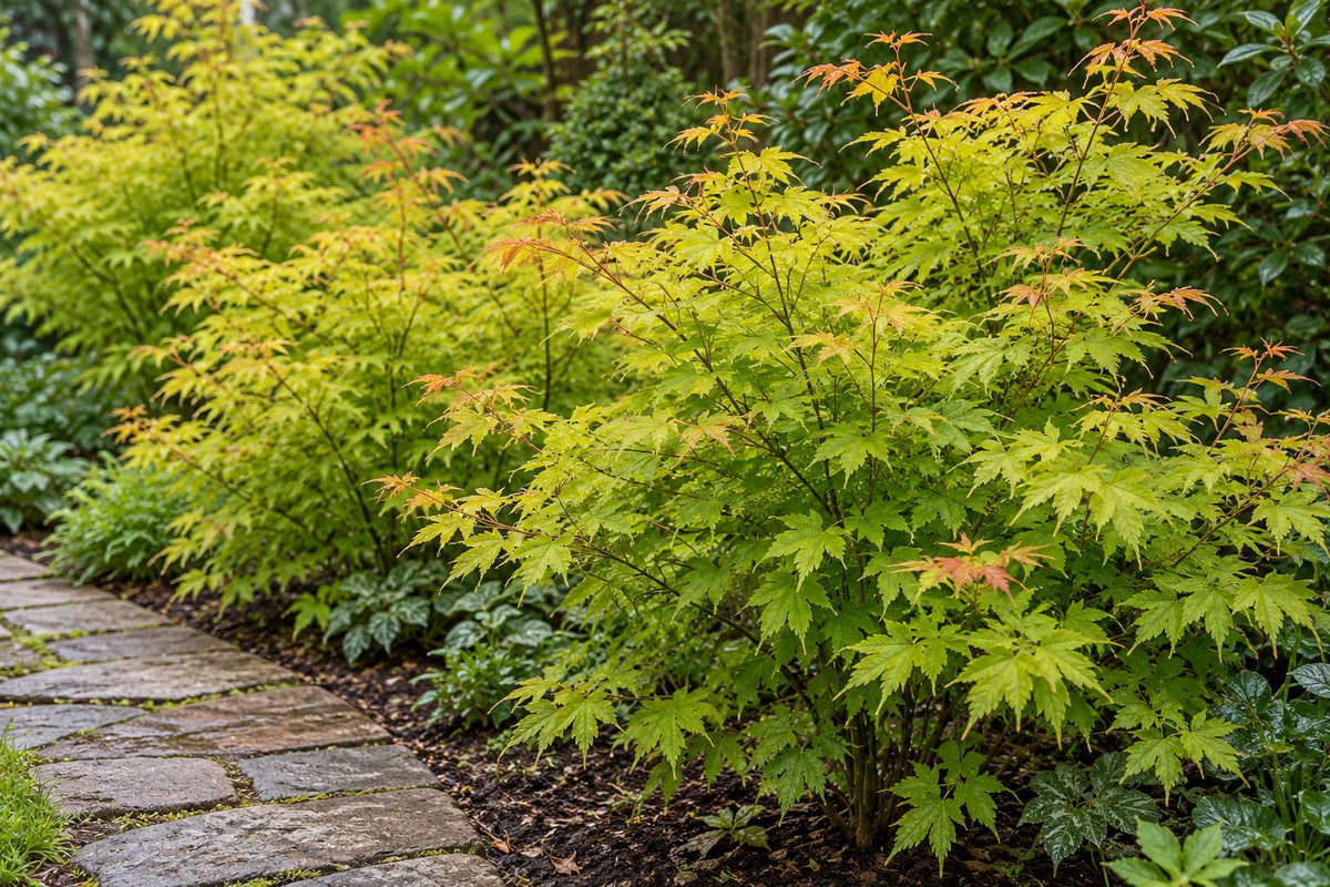 Japanese maple 'Orange Dream' planted in the garden