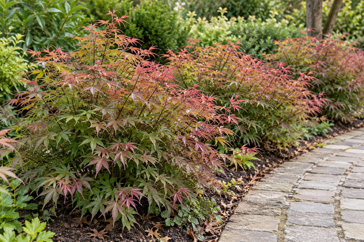 Arce japonés 'Pink Dwarf' plantada en el jardín