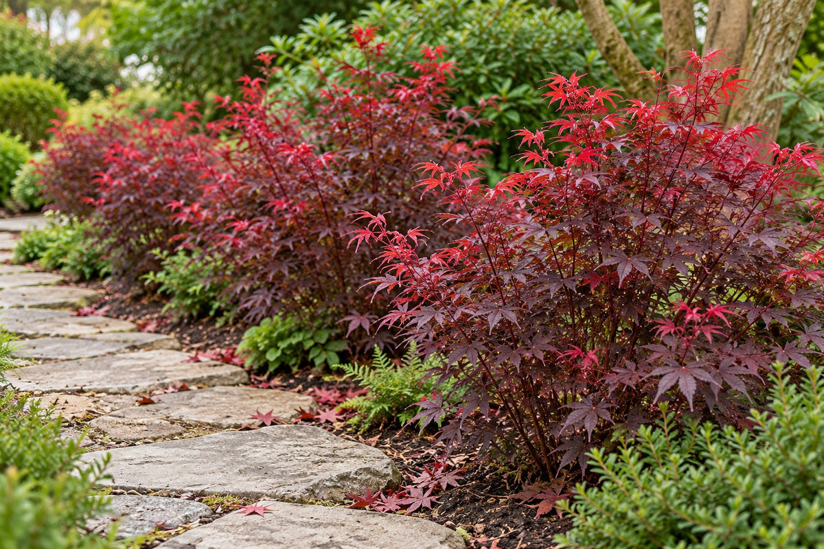 Japanse esdoorn 'Skeeter's Broom' aangeplant in de tuin