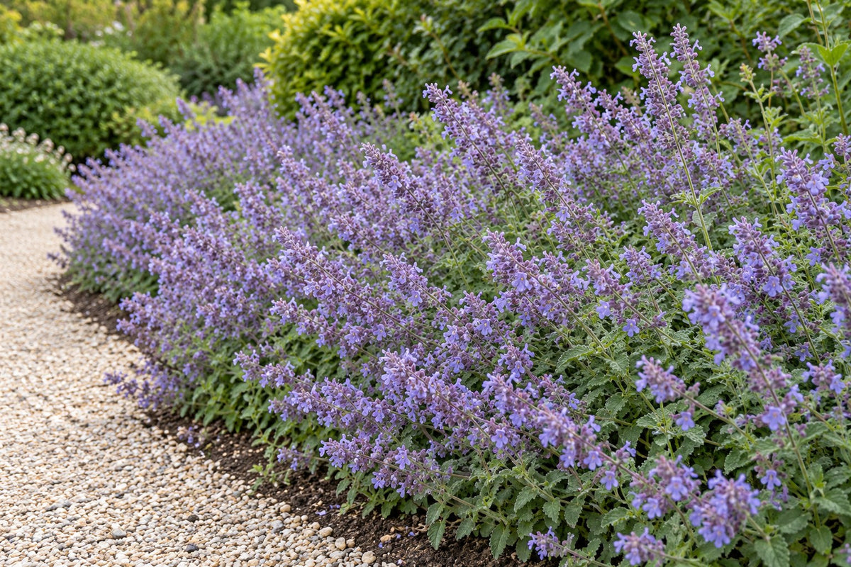 Catmint 'Walker's Low' planted in the garden