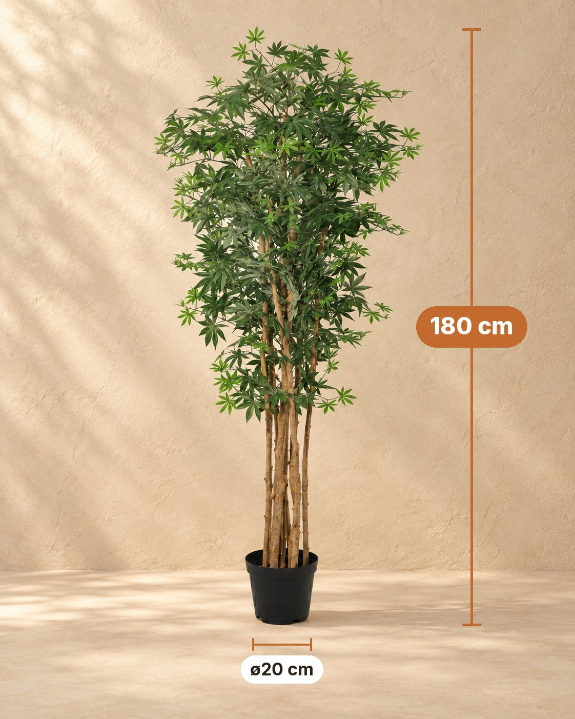 Afmetingen Kunstplant Acer Palmatum: 180 cm hoog, pot ø20 cm