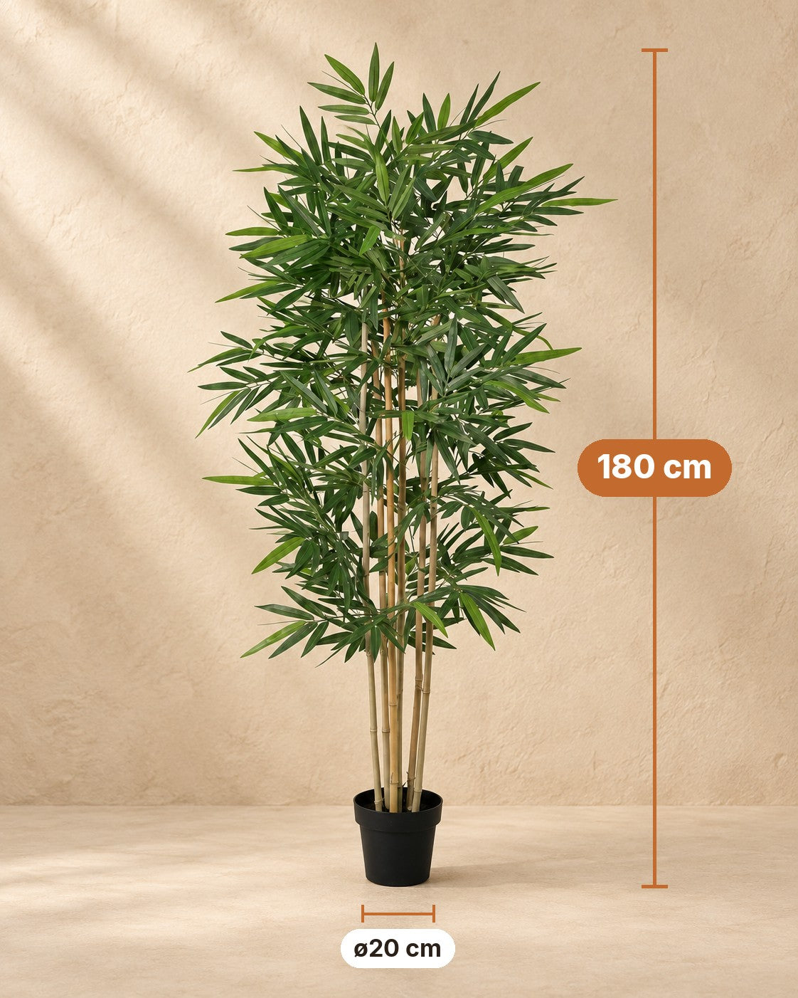 Afmetingen Kunstplant Bamboe: 180 cm hoog, pot ø20 cm
