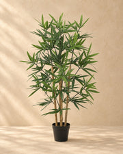 Kunstplant Bamboe van 91 cm hoog in pot van 13 cm