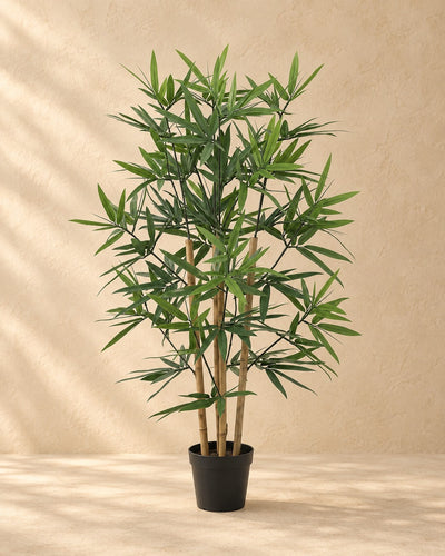 Kunstplant Bamboe van 91 cm hoog in pot van 13 cm