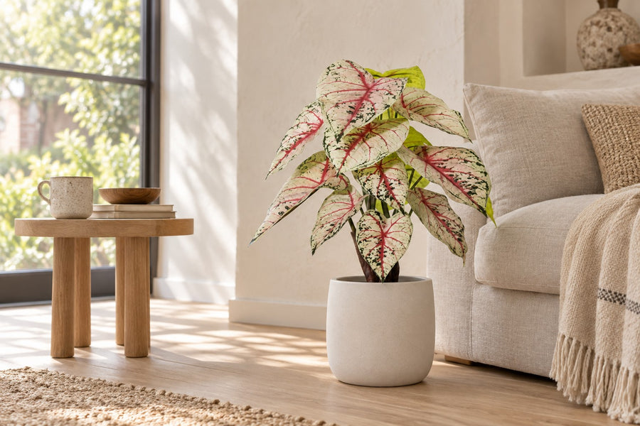 Artificial plant Caladium white pink 57cm - ø15