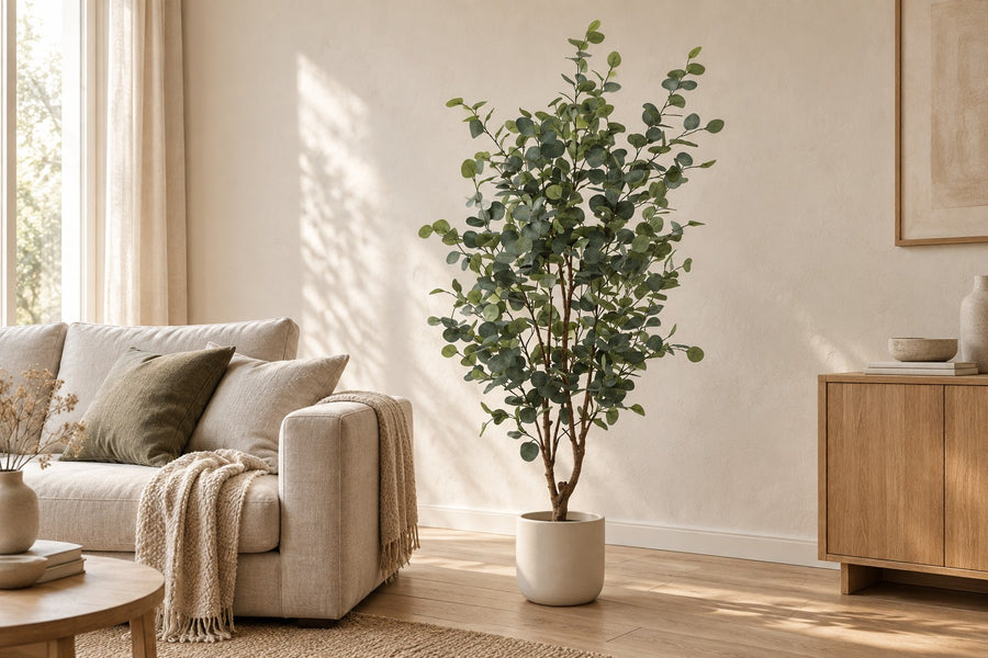 Artificial Eucalyptus 140 cm tall, pot ø15 cm