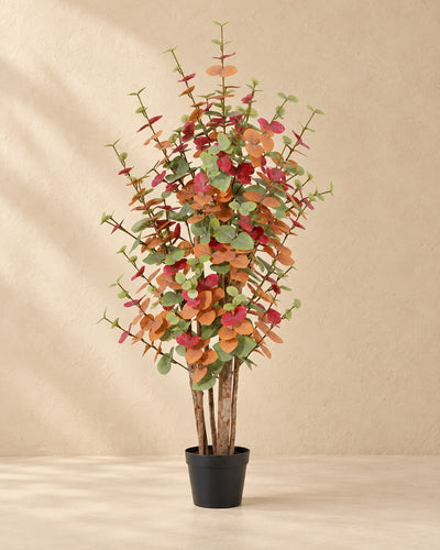 Kunstplant Eucalyptus gekleurd (Eucalyptus sp.) van 120 cm hoog in pot van 18 cm