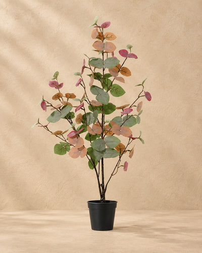 Kunstplant Eucalyptus gekleurd (Eucalyptus sp.) van 86 cm hoog in pot van 13 cm