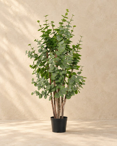Kunstplant Eucalyptus groen (Eucalyptus sp.) van 120 cm hoog in pot van 18 cm