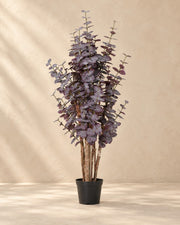 Kunstplant Eucalyptus paars (Eucalyptus sp.) van 120 cm hoog in pot van 18 cm