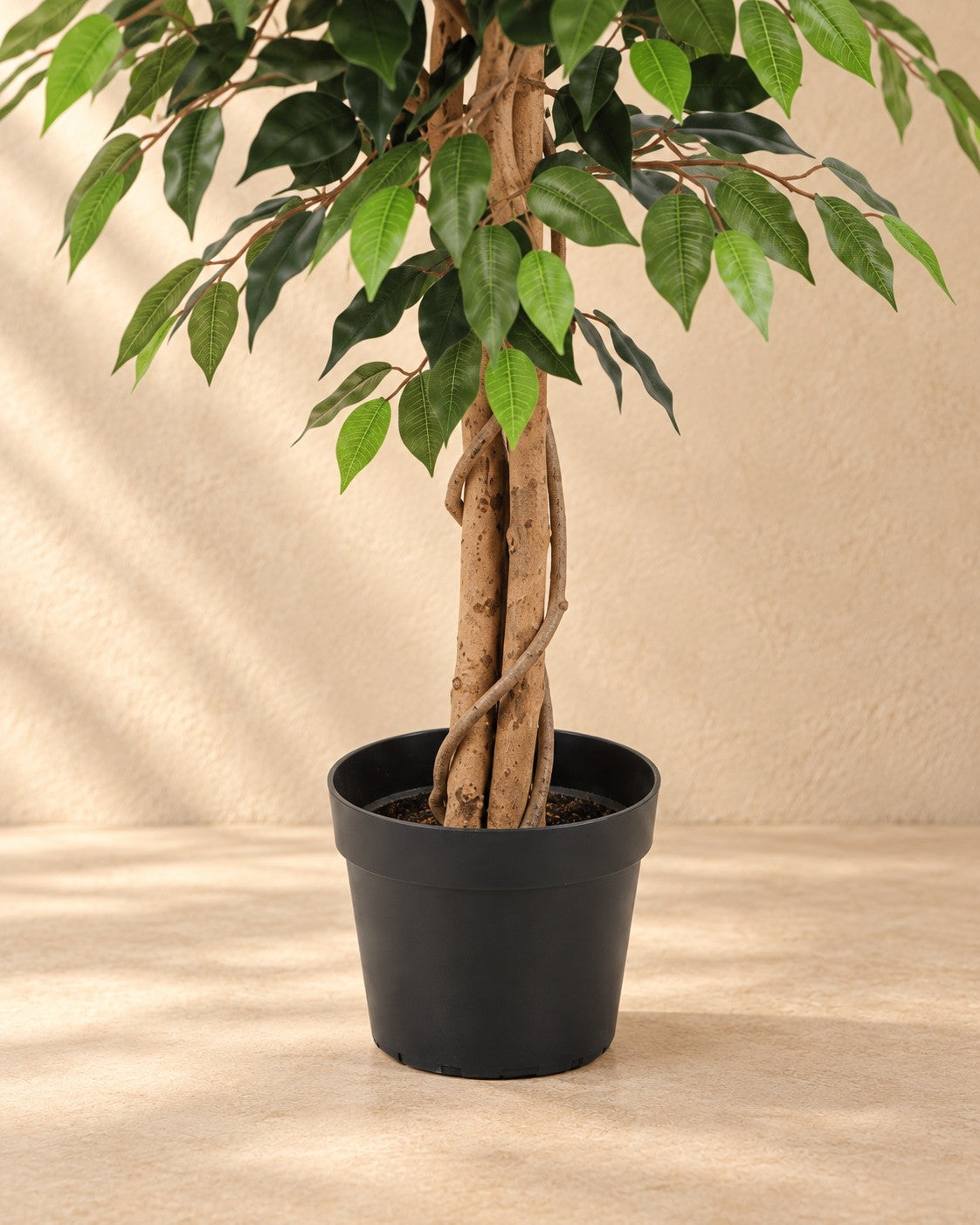 Onderste deel van de Kunstplant Ficus Benjamina met de pot