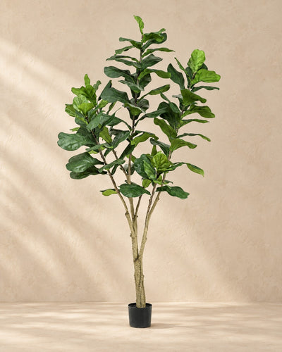 Kunstplant Ficus lyrata van 210 cm hoog in pot van 17 cm