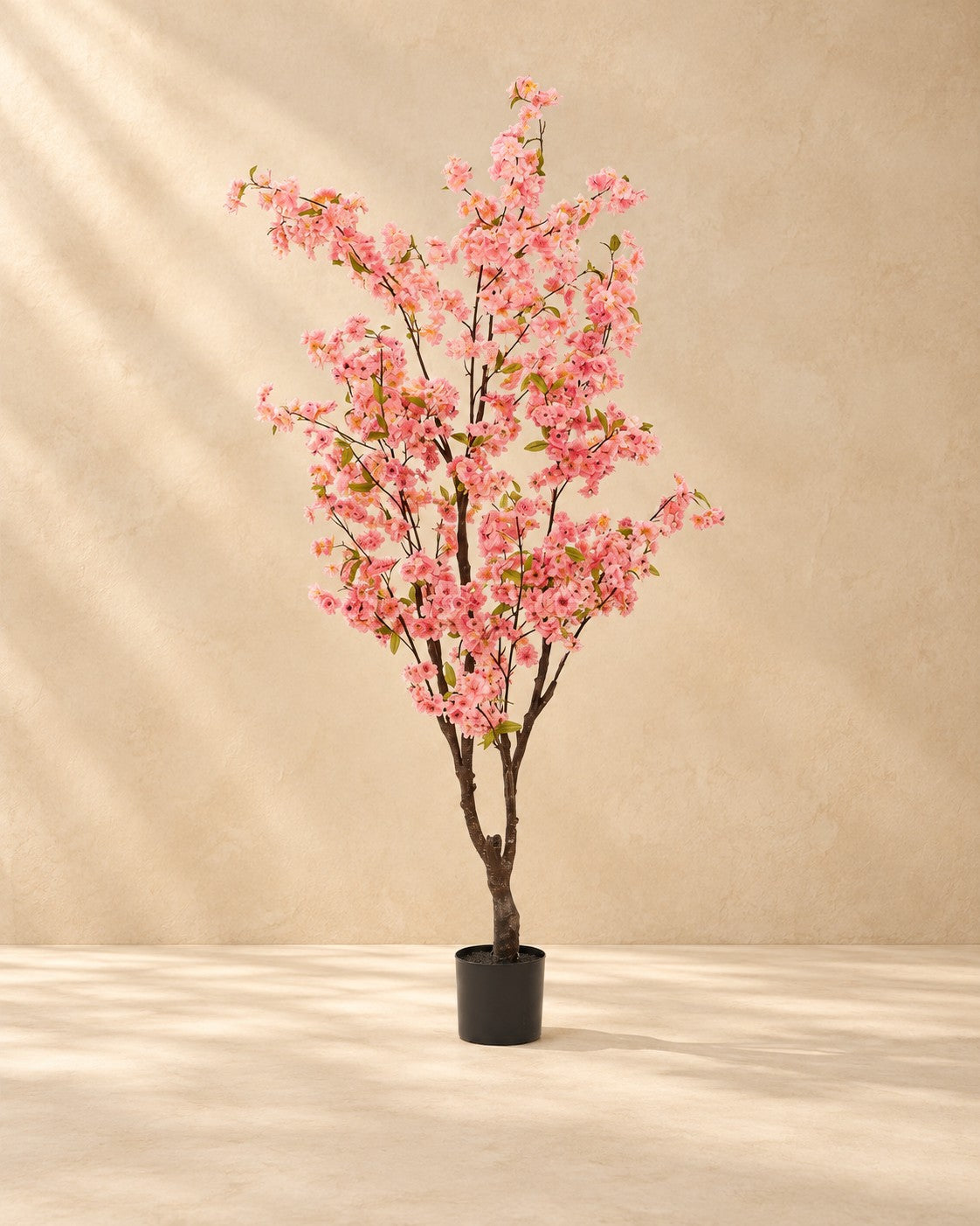 Kunstplant kersenbloesem roze (Prunus sp.) van 175 cm hoog in pot van 15 cm