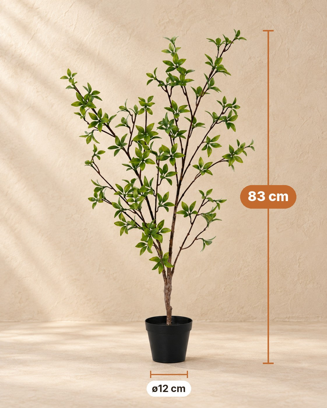 Afmetingen Kunstplant Myrtus: 83 cm hoog, pot ø12 cm