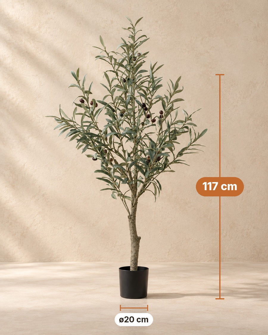 Artificial olive tree (Olea europaea) 117 cm tall, pot ø20 cm