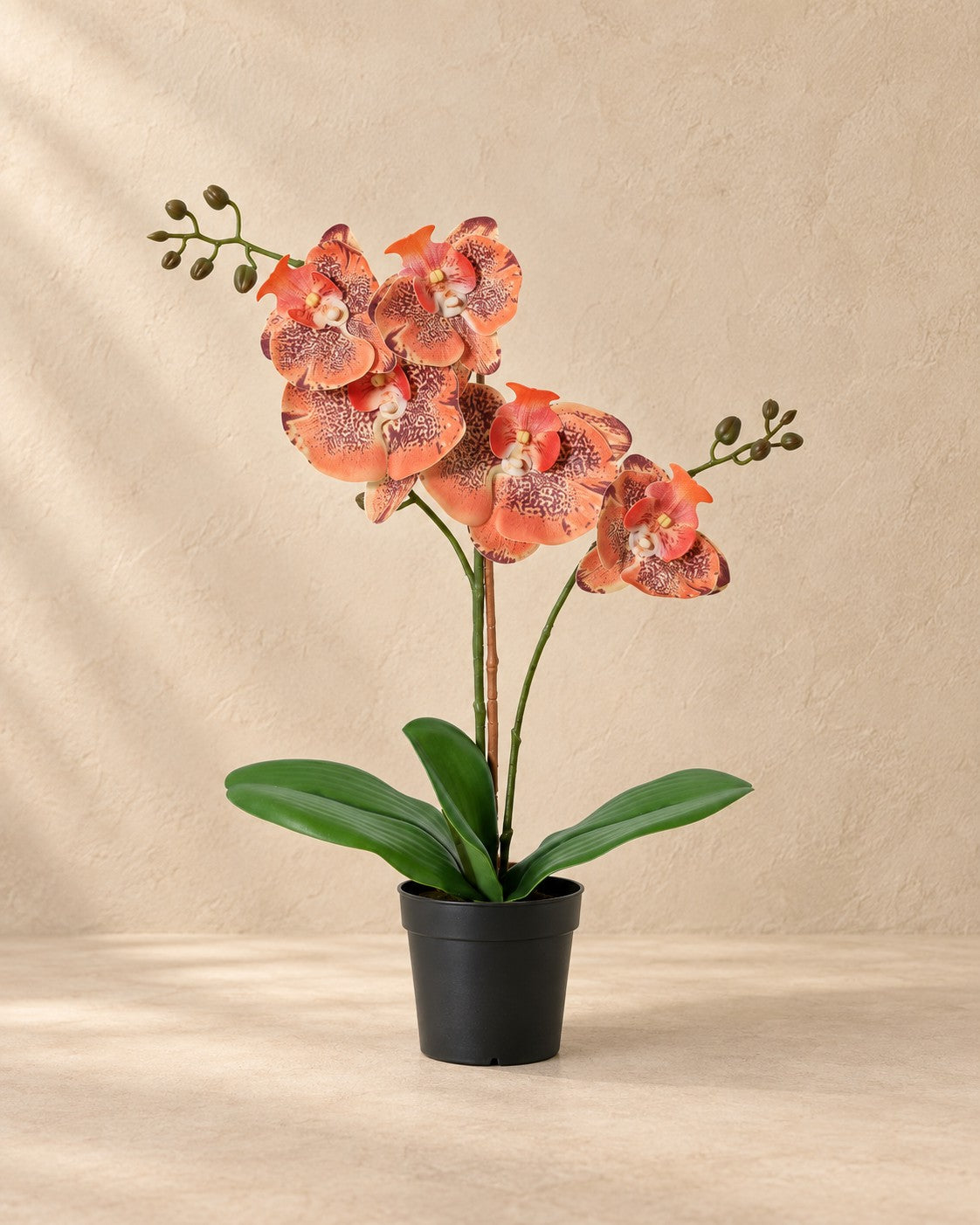 Sztuczna roślina Phalaenopsis Orchidea pomarańczowa (Phalaenopsis sp.), wysokość 42 cm, w doniczce 9 cm