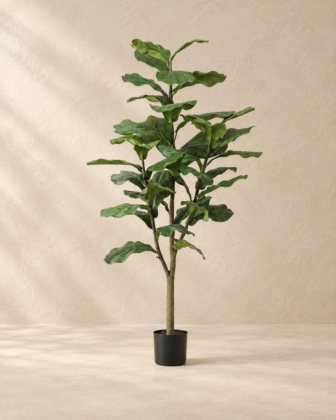 Kunstplant vioolbladplant (Ficus lyrata) van 125 cm hoog in pot van 14 cm