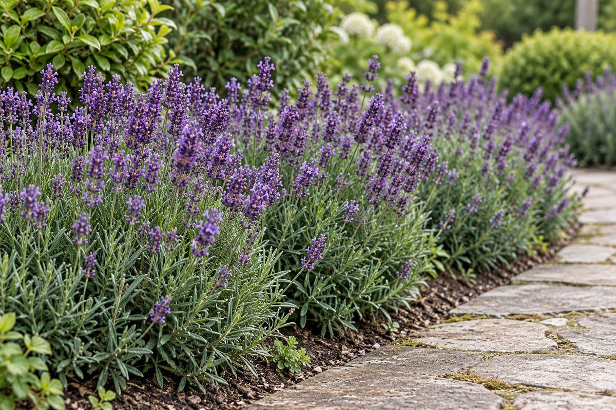 Äkta lavendel 'Munstead' planterad i trädgården