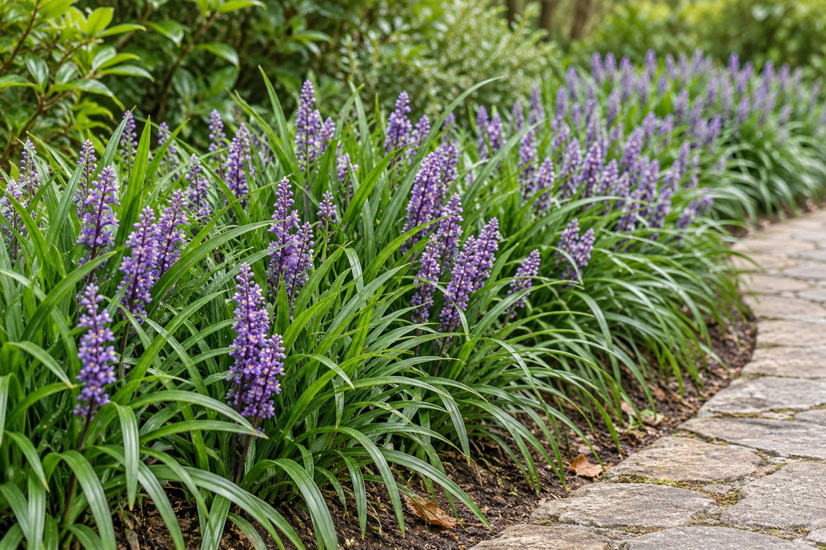 Liriope 'Big Blue' plantet i haven