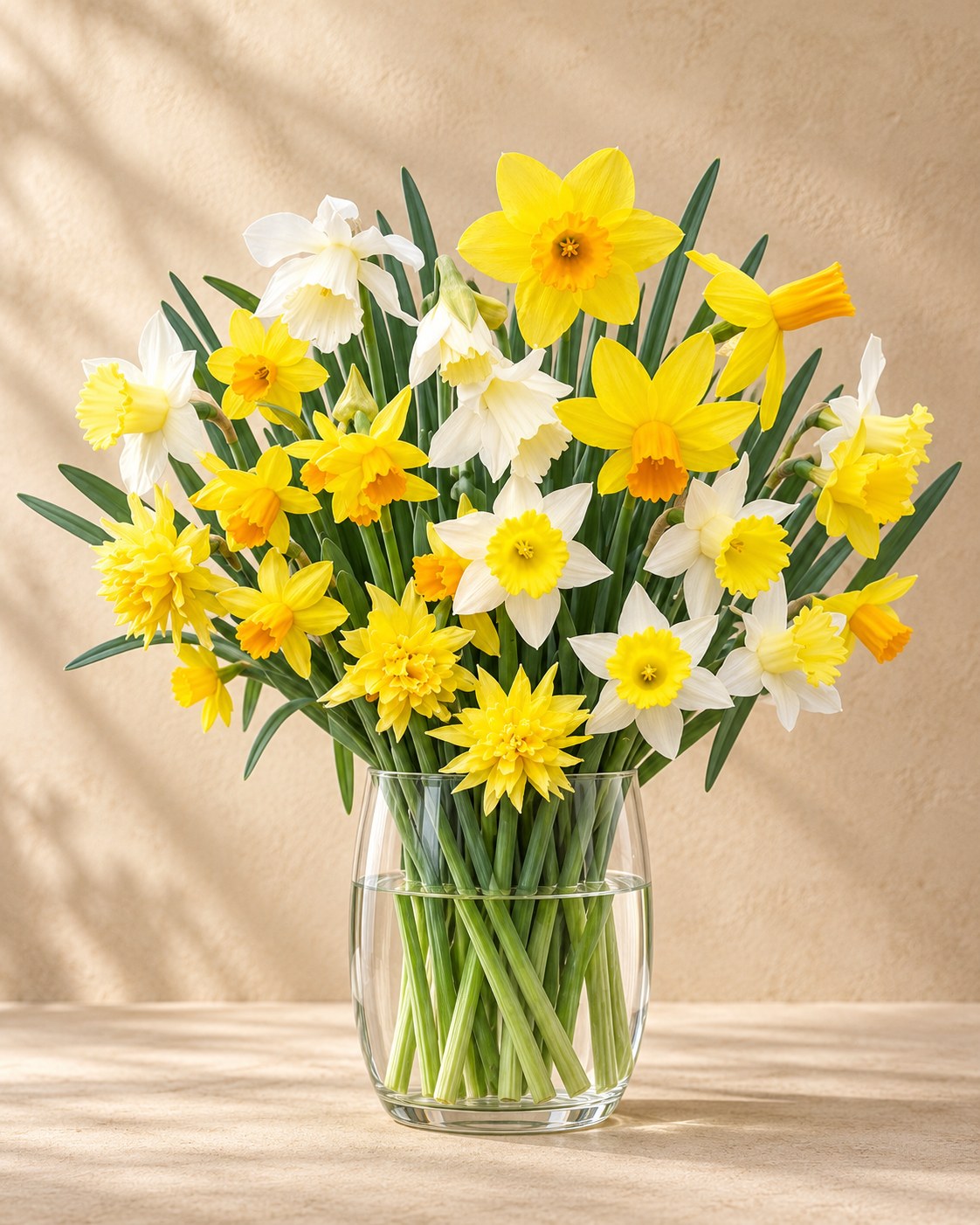 Bulbos de narciso mezcla botánica en flor en un jarrón