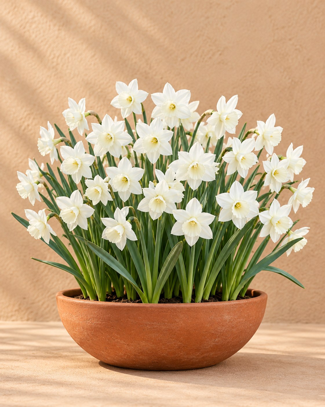 Bulbos de narciso mix botánico blanco en flor en un jarrón