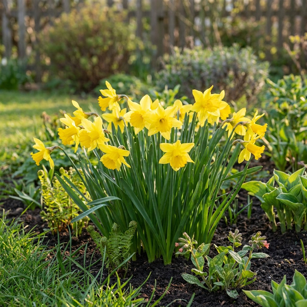 Daffodil bulbs February Gold in flower in the garden