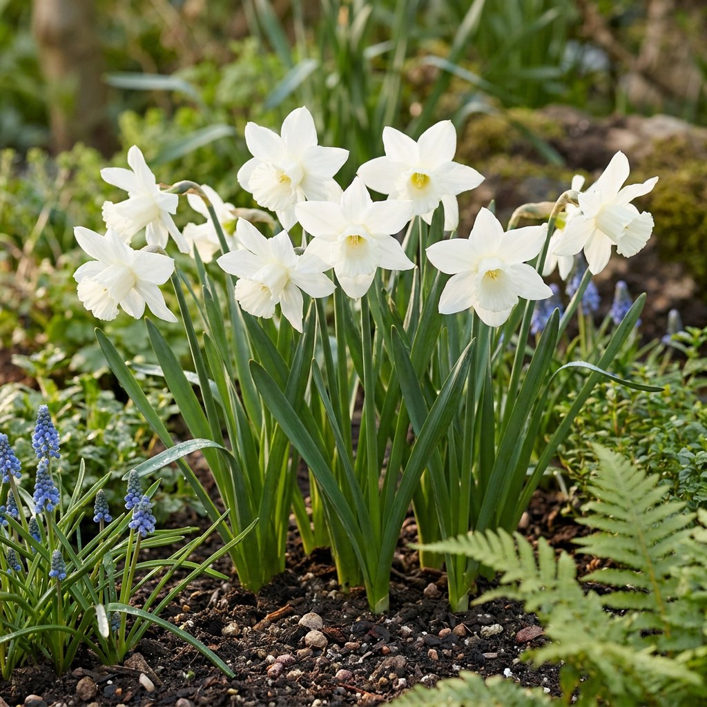 Daffodil bulbs Thalia in flower in the garden