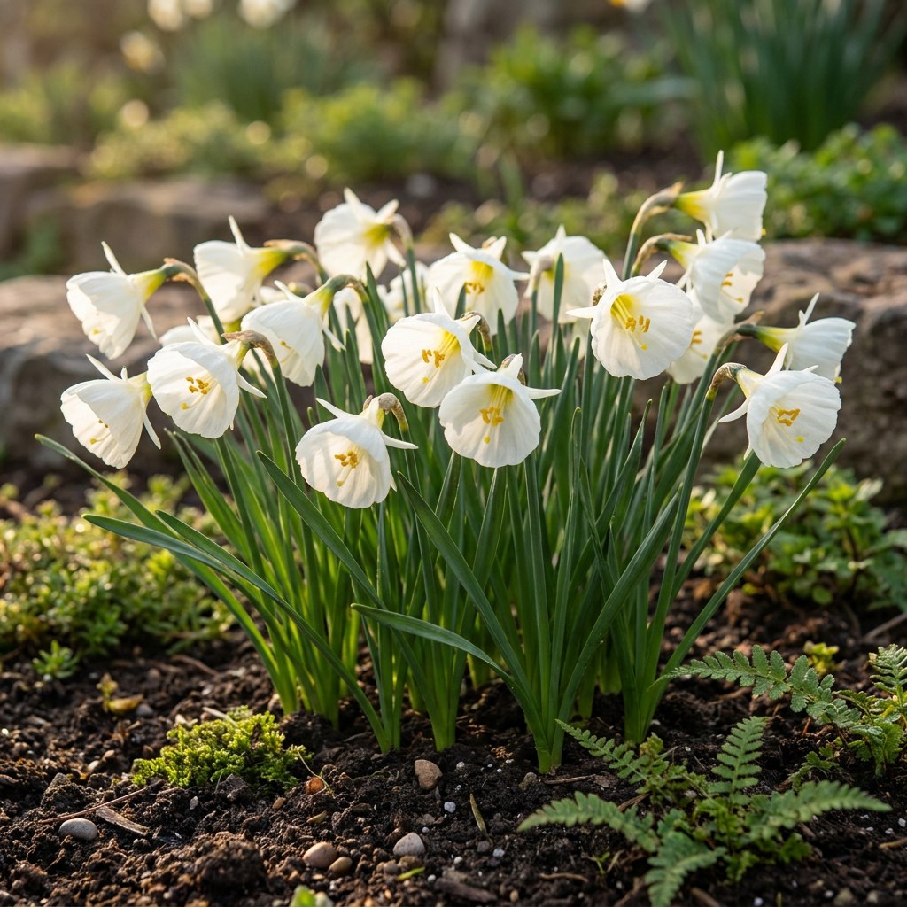 Narcis White Petticoat in bloei in de tuin