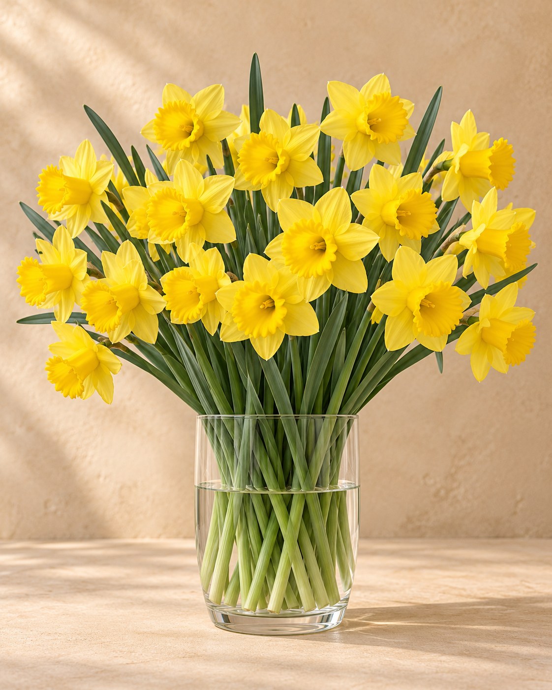 Bulbos de narciso Yellow en flor en un jarrón