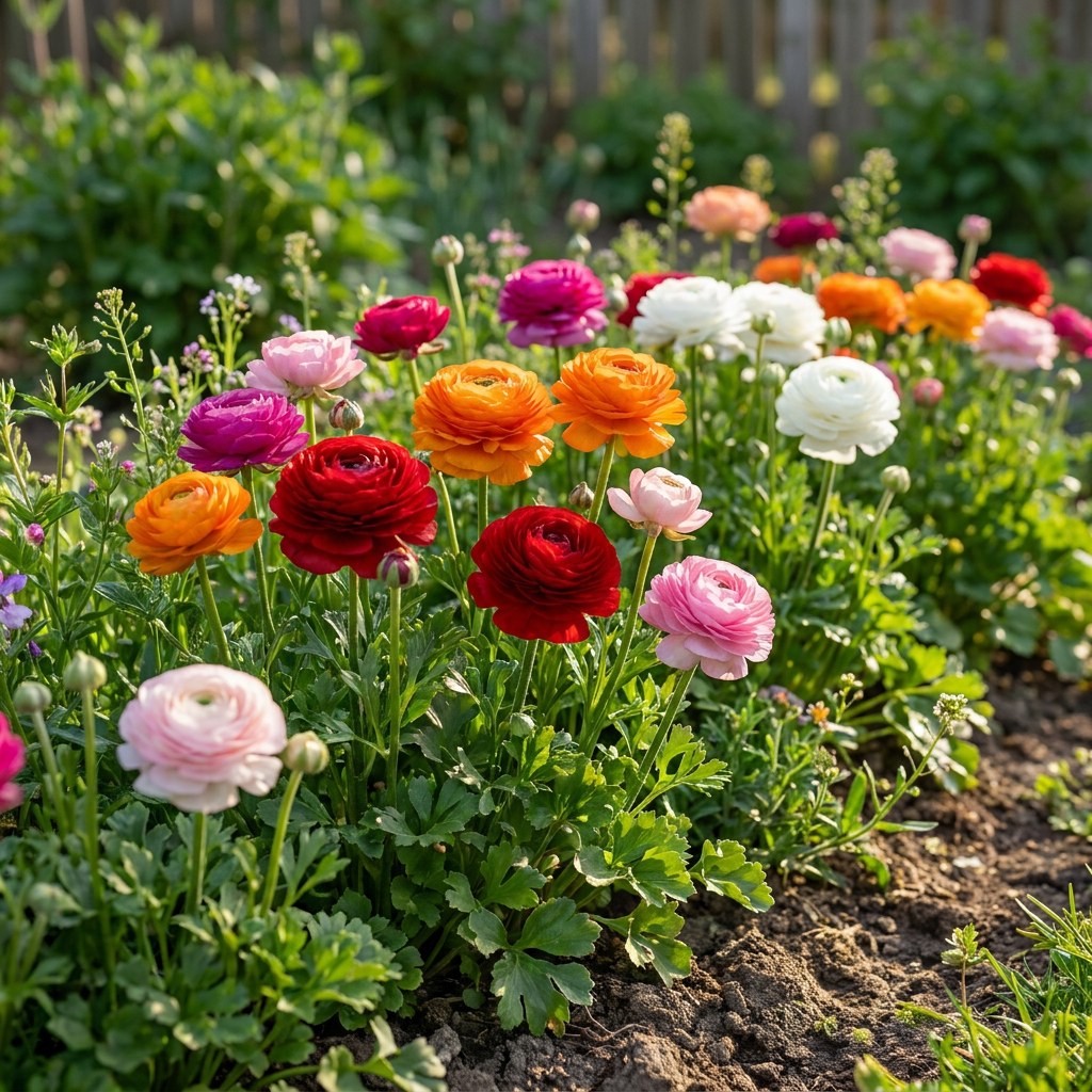 Ranonkel Mix in bloei in de tuin