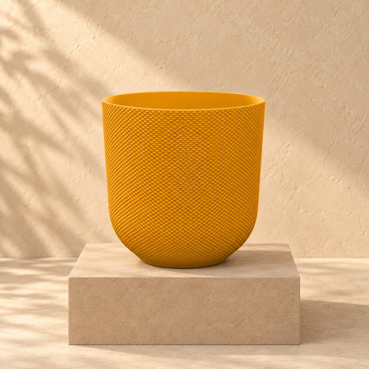 Ziertopf Elho Jazz Round amber yellow Ø14 x H13 cm