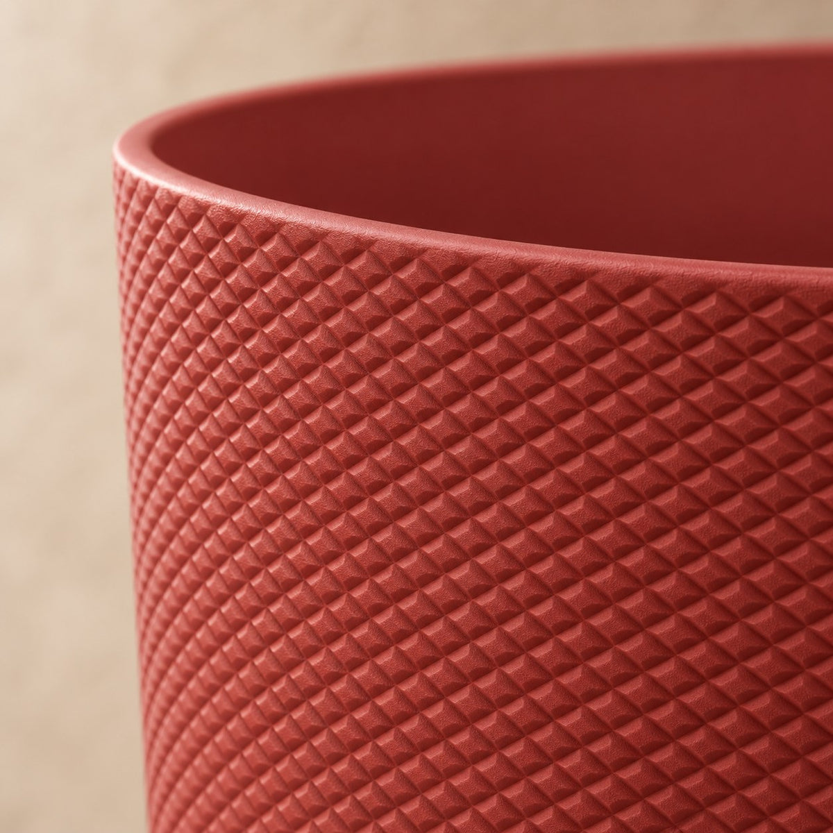 Pot décoratif Elho Jazz Round rouge toscan Ø23 x H21 cm, détail de la surface