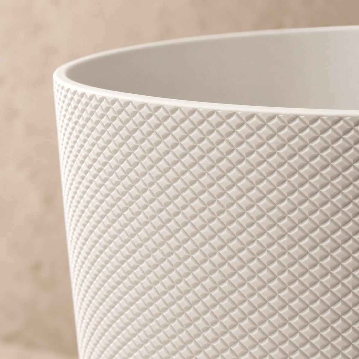 Dekorativ potte Elho Jazz Round hvid Ø23 x H21 cm, detalje af overfladen