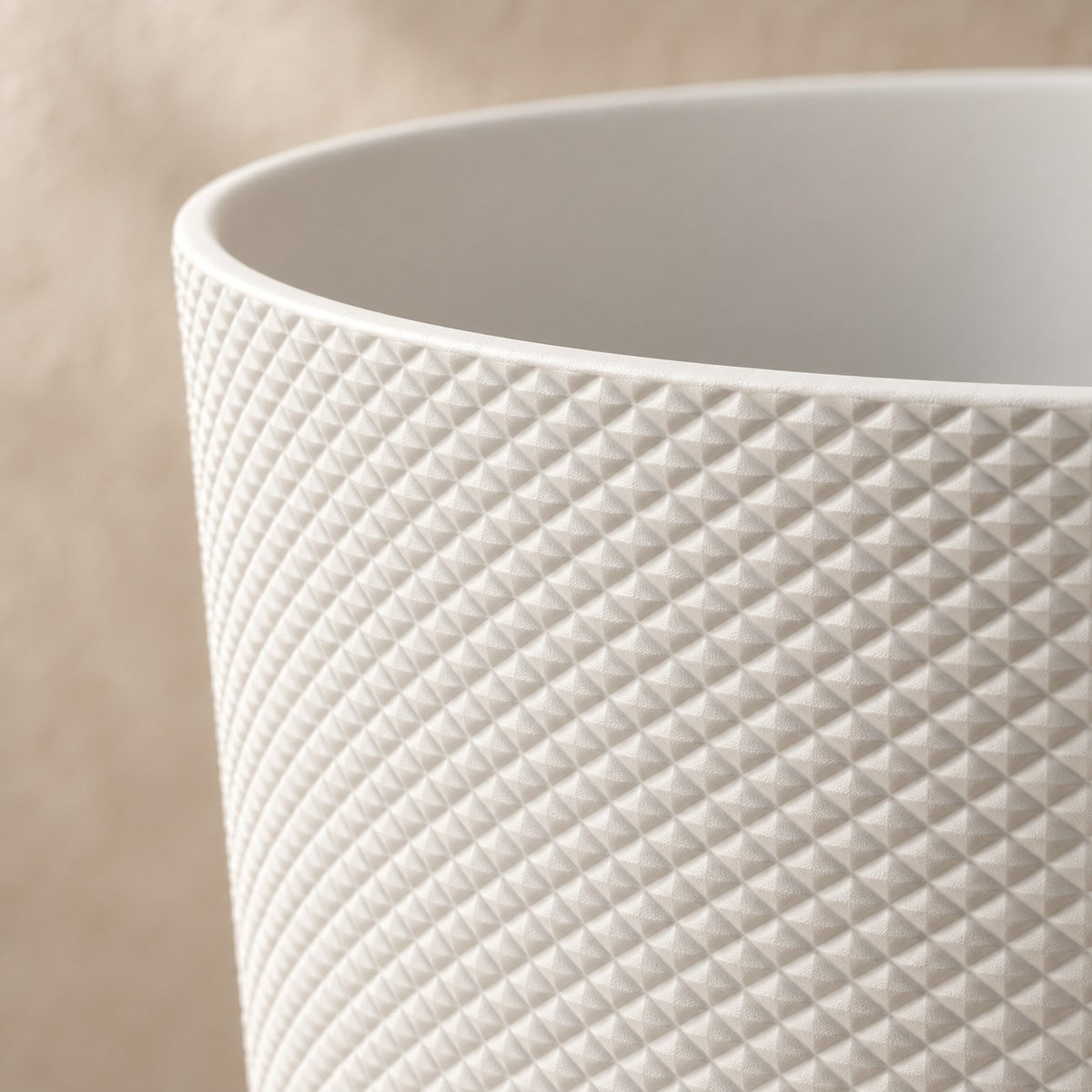 Dekorativ potte Elho Jazz Round hvid Ø26 x H24 cm, detalje af overfladen
