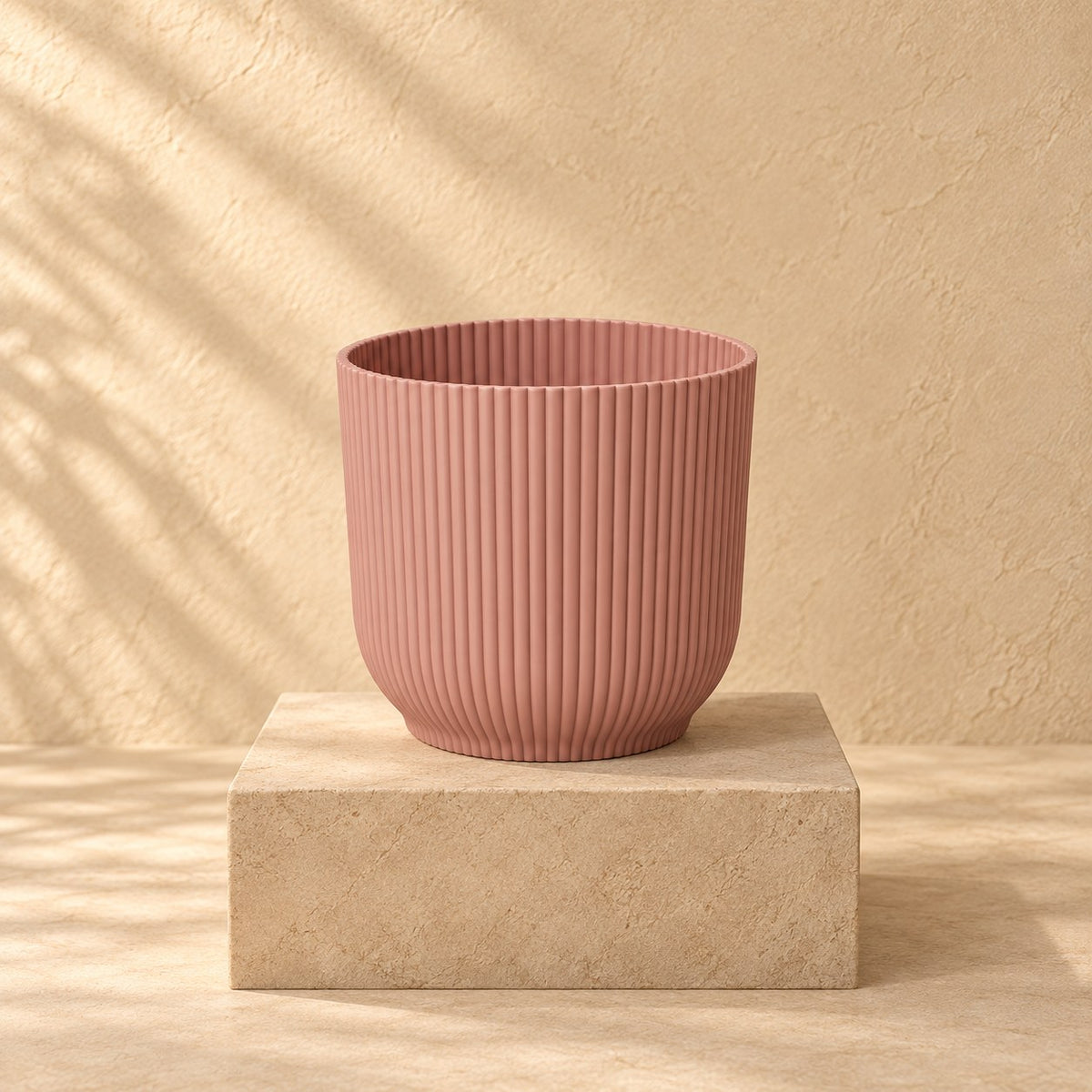 Dekorativ potte elho Vibes Fold Round lyserød Ø14 x H13 cm
