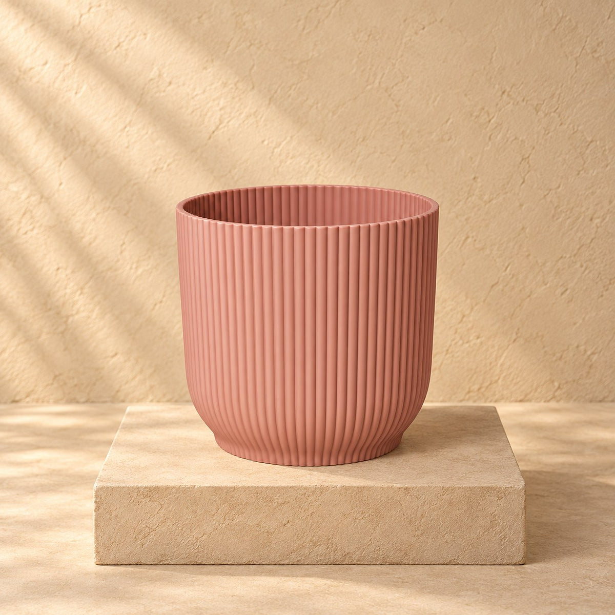 Dekorativ potte elho Vibes Fold Round lyserød Ø18 x H17 cm