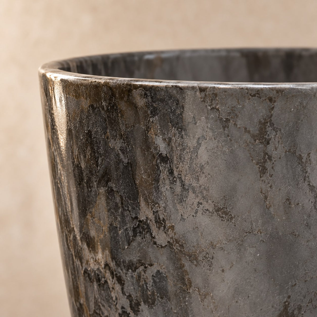 Dekorativ potte Palermo marble grå Ø27 x H25 cm, detalje af overfladen